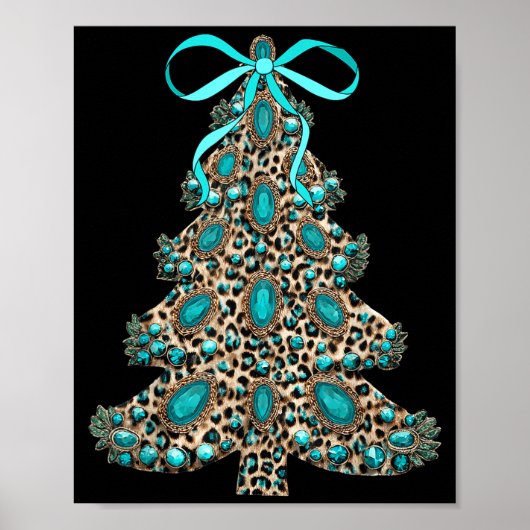 Boho Leopard Christmas Tree Cheetah Print Coquette Poster (Vorne)
