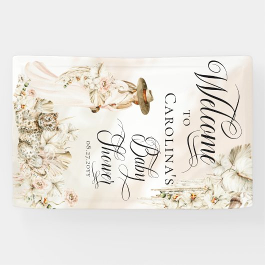 Boho Leopard | Dusche für tropische Pflanzen Banner (Horizontal)