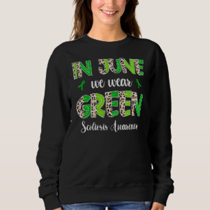 Boho Leopard im Juni tragen grüne Scoliose-Softwar Sweatshirt