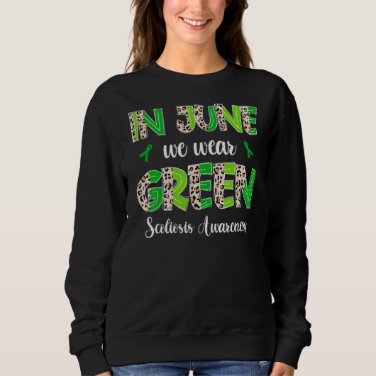 Boho Leopard im Juni tragen grüne Scoliose-Softwar Sweatshirt (Vorderseite)