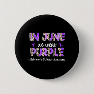Boho Leopard Juni Trage Lila Alzheimer Gehirn Button