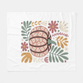 Boho-Leopard-Kürbis-Herbst � Retro-Herbstblumen-Ha Fleecedecke (Vorderseite (Horizontal))