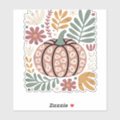 Boho Leopard Pumpkin Fall � Retro Autumn Floral Ha Aufkleber (Blatt)