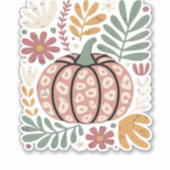 Boho Leopard Pumpkin Fall � Retro Autumn Floral Ha Aufkleber (Vorderseite)