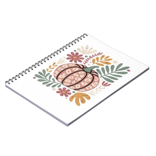 Boho Leopard Pumpkin Fall � Retro Autumn Floral Ha Notizblock (Linke Seite)
