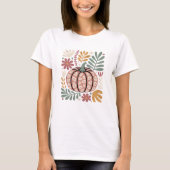 Boho Leopard Pumpkin Fall � Retro Autumn Floral Ha T-Shirt (Vorderseite)