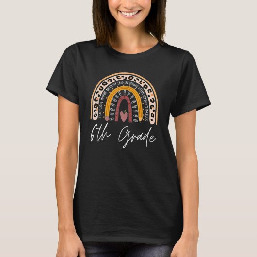 Boho Leopard Rainbow Teach Liebe T-Shirt (Vorderseite)