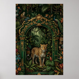 Boho-Leoparden-Dschungelposter   Vintage Grün Poster