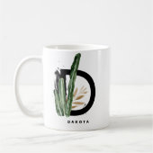 Boho Letter D Monogram | Tropisches Kaktus-Monogra Kaffeetasse (Links)