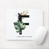 Boho Letter F Monogram | Monogramm für tropische B Mousepad (Mit Mouse)