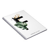 Boho Letter F Monogram Tropical Monstera Monogramm Notizblock (Rechte Seite)
