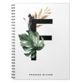 Boho Letter F Monogram Tropical Monstera Monogramm Notizblock (Vorderseite)