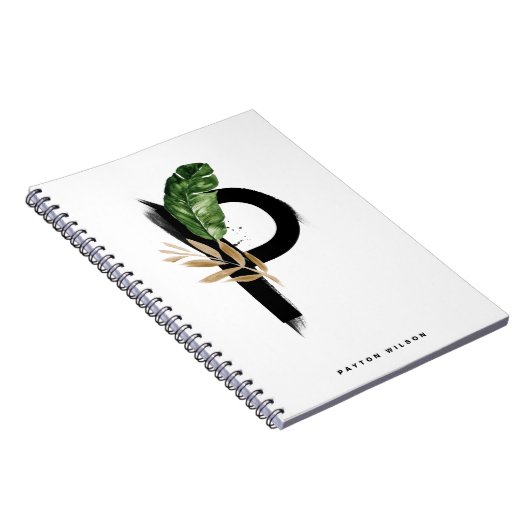Boho Letter P Monogram Palm Blätter Tropical Notizblock (Rechte Seite)