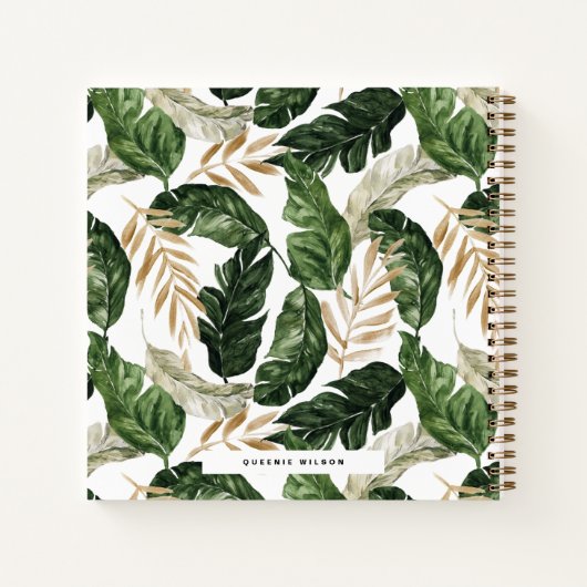 Boho Letter Q Monogram Tropical Monstera Blätter Notizblock (Rückseite)