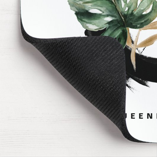 Boho Letter Q Monogram Tropical Monstera Leaf Mousepad (Ecke)