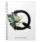 Boho Letter Q Monogram Tropical Monstera Leaf Notizblock (Vorderseite)