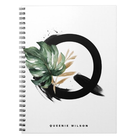 Boho Letter Q Monogram Tropical Monstera Leaf Notizblock (Vorderseite)