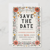 Boho Letterpress Skeleton save the date  Einladung (Vorderseite)