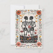Boho Letterpress-Stil Skelett-Tarot-Hochzeit Dankeskarte (Rückseite)