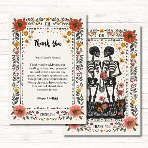 Boho Letterpress-Stil Skelett-Tarot-Hochzeit Dankeskarte
