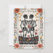 Boho Letterpress Style Skeleton Tarot Details Einladung (Rückseite)