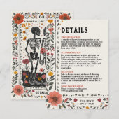 Boho Letterpress Style Skeleton Tarot Wedding Begleitkarte (Vorne/Hinten)