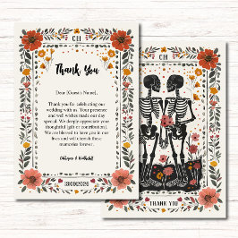Boho Letterpress Style Skeleton Tarot Wedding Dankeskarte