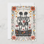 Boho Letterpress Style Skeleton Tarot Wedding Einladung (Rückseite)