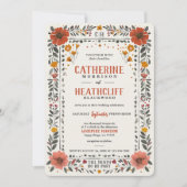 Boho Letterpress Style Skeleton Tarot Wedding Einladung (Vorderseite)