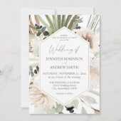 Boho LG Text Eucalyptus Palm Leaf Floral Wedding 2 Einladung (Vorderseite)
