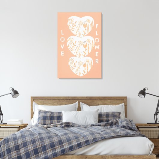 Boho Liebe Blume Herz Leinwanddruck (Insitu (Schlafzimmer))