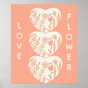 Boho Liebe Blume Herz Poster