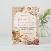 Boho Liebe Braut Espresso Paare Dusche Einladung (Stehend Vorderseite)