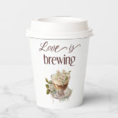 Boho Liebe bricht Blumenbrunch Brautparty Brunch Pappbecher (Rückseite)