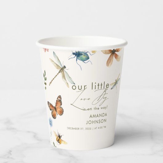 Boho Liebe Bug Insekten Dragonfly Babydusche Pappbecher (Rückseite)