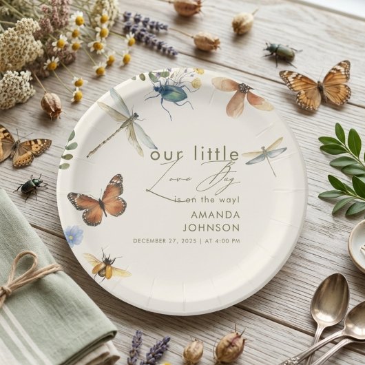Boho Liebe Bug Insekten Dragonfly Babydusche Pappteller