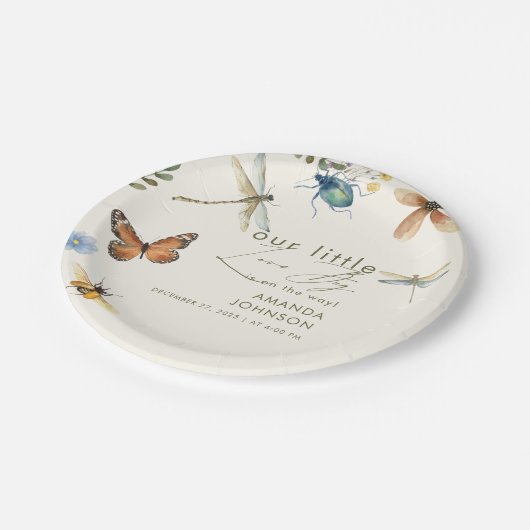 Boho Liebe Bug Insekten Dragonfly Babydusche Pappteller (Schrägansicht)