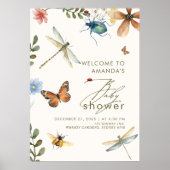 Boho Liebe Bug Insekten Dragonfly Babydusche Poster (Vorne)