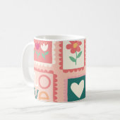 Boho Liebe & Hearts Muster Blume Briefmarke Kaffeetasse (Vorderseite Links)