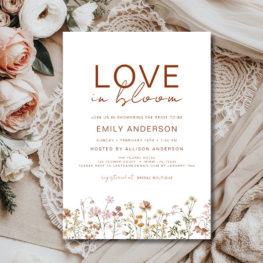 Boho Liebe in Bloom Wildblume Brautparty Einladung