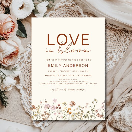 Boho Liebe in Bloom Wildblume Brautparty Einladung