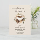 Boho Liebe ist Break Coffee Latte Brautparty Einladung (Stehend Vorderseite)