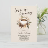 Boho Liebe ist Break Coffee Latte Brautparty Einladung (Stehend Vorderseite)