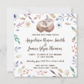 Boho Liebe Owls Wedding Einladung Floral (Vorderseite)