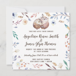 Boho Liebe Owls Wedding Einladung Floral