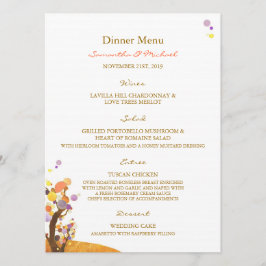 Boho Liebe Trees DIY Wedding Reception Dinner Menu Menükarte