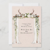 Boho Lieber Antlers Canopy wirst du meine Bridesma Einladung (Vorderseite)