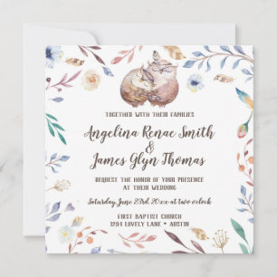 Boho-Liebes-Eulen-Hochzeitseinladung Floral Einladung