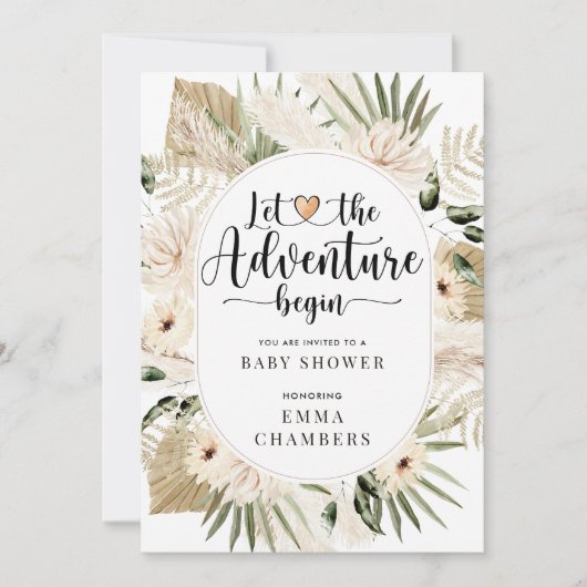 Boho Ließ die Adventure Begin Baby Dusche Einladung (Vorderseite)