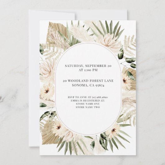 Boho Ließ die Adventure Begin Cream Baby Dusche Einladung (Rückseite)